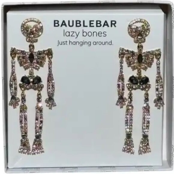 BAUBLEBAR Lazy Bones Sparkling Skeleton Dangle Earrings - Picture 1 of 4